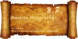 Mandits Priszcilla névjegykártya
